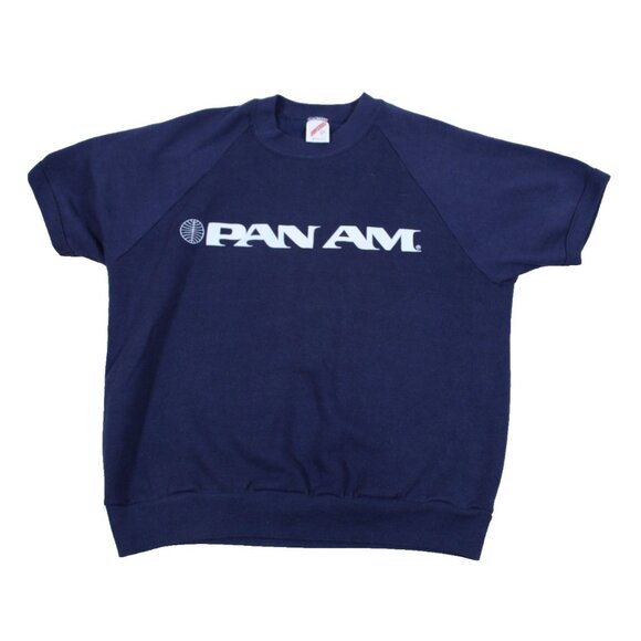 Vintage Pan Am Airline 80s Mens Pullover Crew Neck Sweatshirt RARE S/S Soft L - Picture 1 of 6
